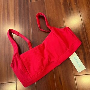 Sea Level Red Bikini Swim Top Australia Riviera Rib Square Neck Bra Top New Sz 6